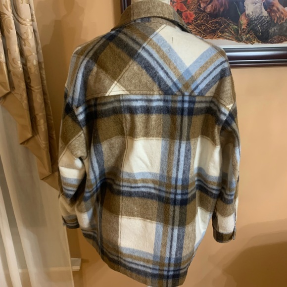 Zara Plaid Wool Blend Shacket - Picture 5 of 9